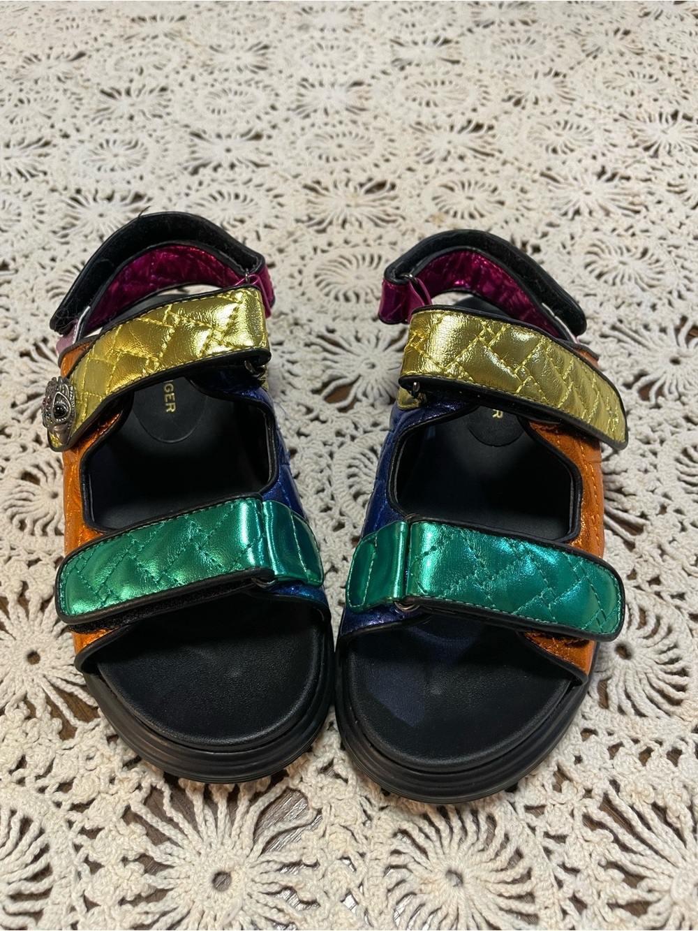 Kurt Geiger Multicolor Metallic Strap Orson Slingback Sandal Size 3